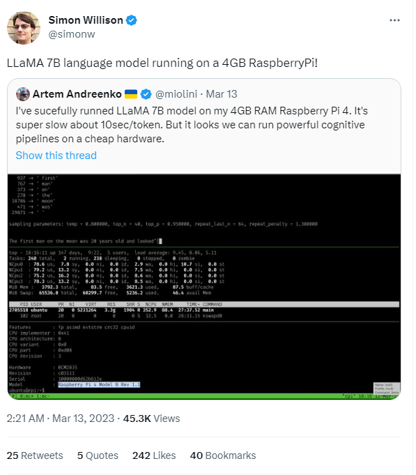 The guy that runs LLama 7B on Raspberry Pi 4G